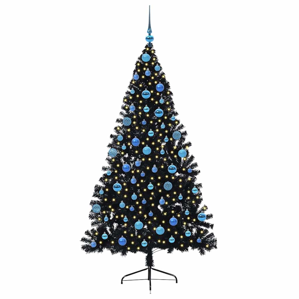 vidaXL Artificial Pre-lit Christmas Tree Black 180 cm PVC
