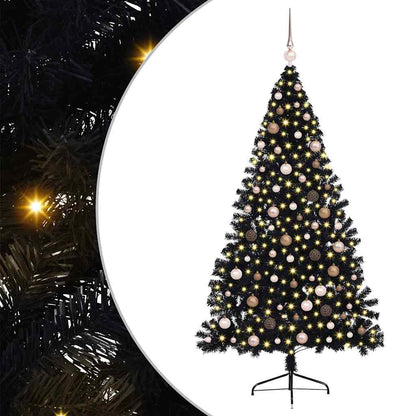 vidaXL Artificial Pre-lit Christmas Tree Black 210 cm PVC