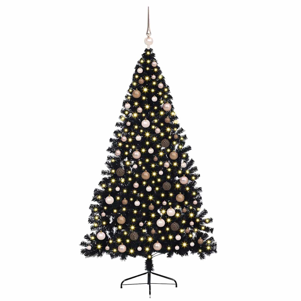 vidaXL Artificial Pre-lit Christmas Tree Black 210 cm PVC