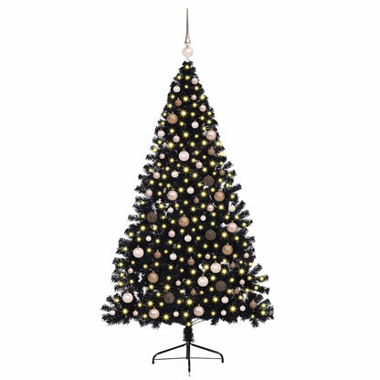 vidaXL Artificial Pre-lit Christmas Tree Black 210 cm PVC