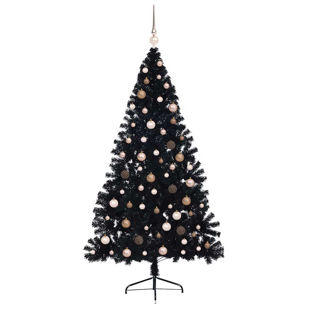 vidaXL Artificial Pre-lit Christmas Tree Black 210 cm PVC