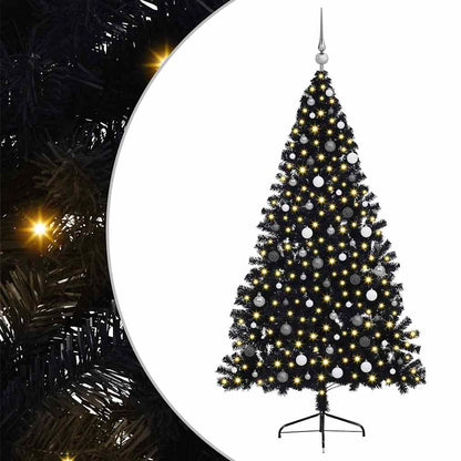vidaXL Artificial Pre-lit Christmas Tree Black 210 cm PVC