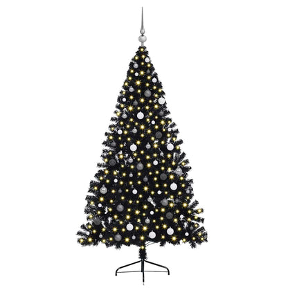 vidaXL Artificial Pre-lit Christmas Tree Black 210 cm PVC
