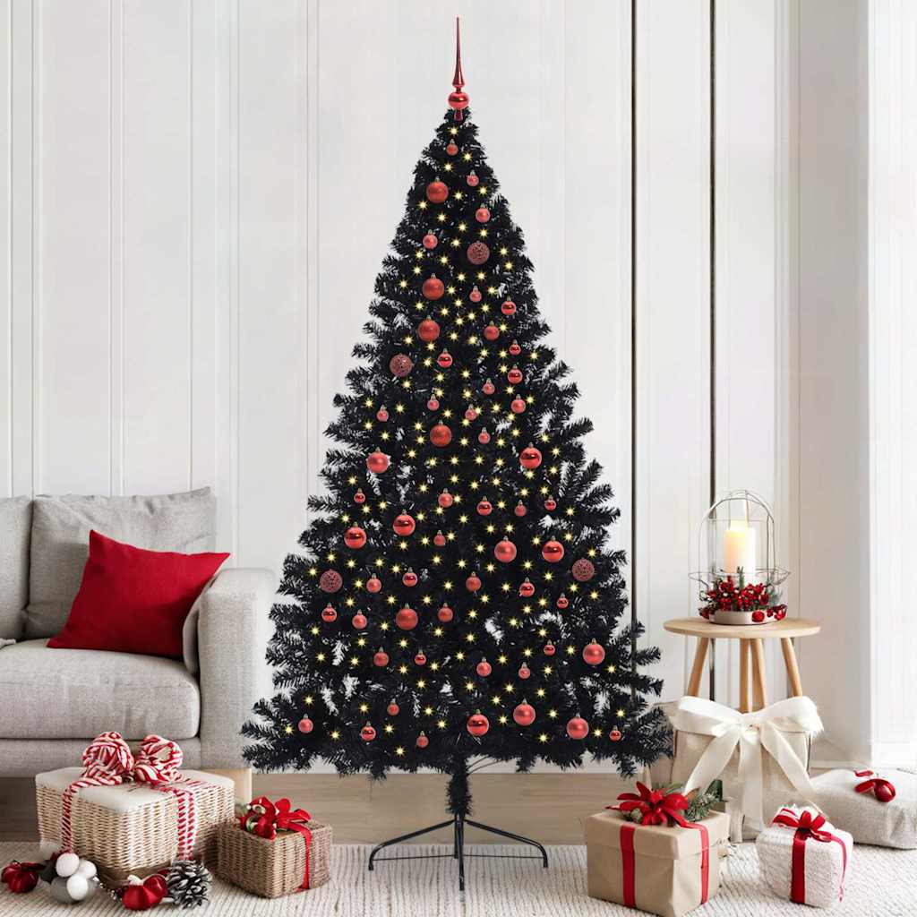 vidaXL Artificial Pre-lit Christmas Tree Black 210 cm PVC