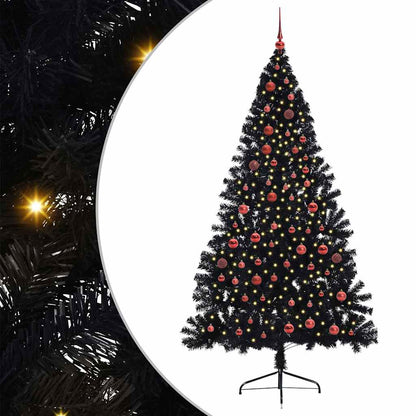 vidaXL Artificial Pre-lit Christmas Tree Black 210 cm PVC