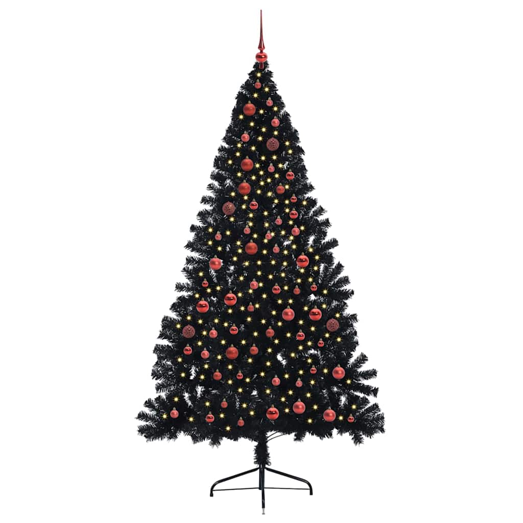 vidaXL Artificial Pre-lit Christmas Tree Black 210 cm PVC