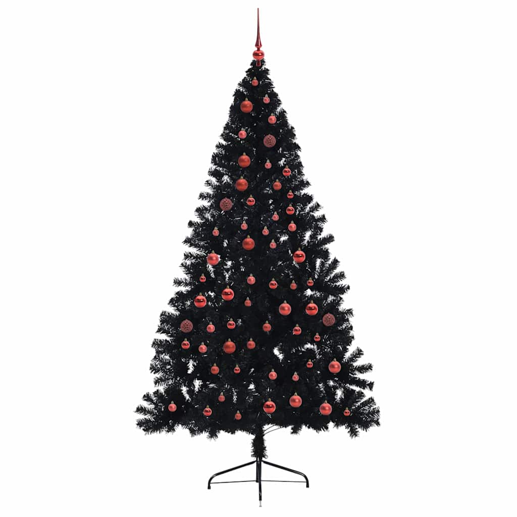 vidaXL Artificial Pre-lit Christmas Tree Black 210 cm PVC