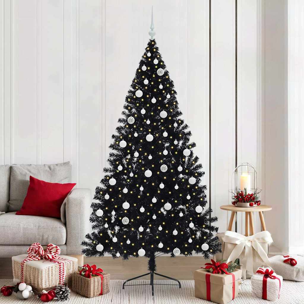 vidaXL Artificial Pre-lit Christmas Tree Black 210 cm PVC