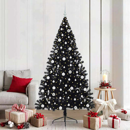 vidaXL Artificial Pre-lit Christmas Tree Black 210 cm PVC