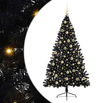 vidaXL Artificial Pre-lit Christmas Tree Black 210 cm PVC