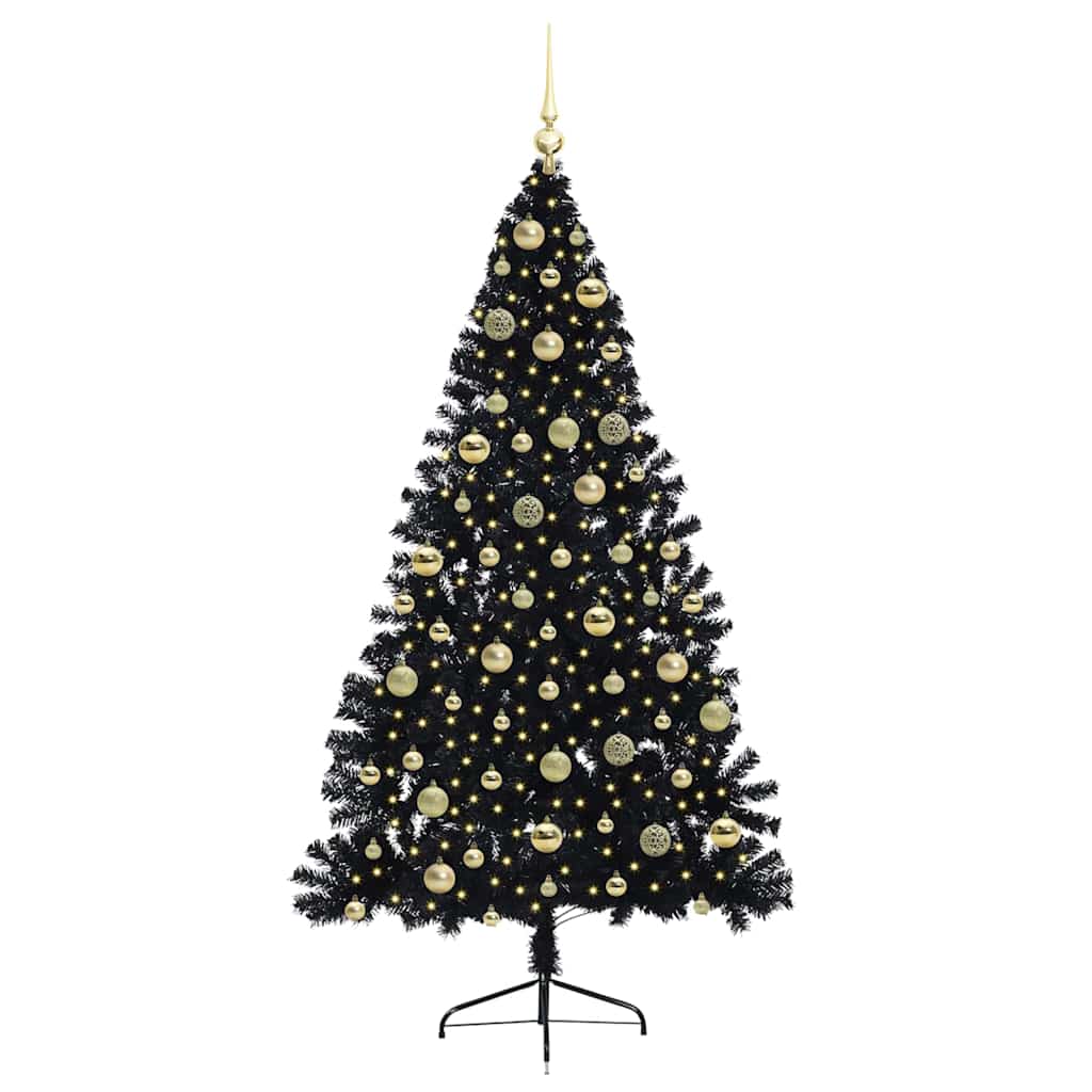 vidaXL Artificial Pre-lit Christmas Tree Black 210 cm PVC