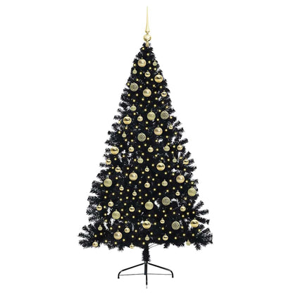 vidaXL Artificial Pre-lit Christmas Tree Black 210 cm PVC