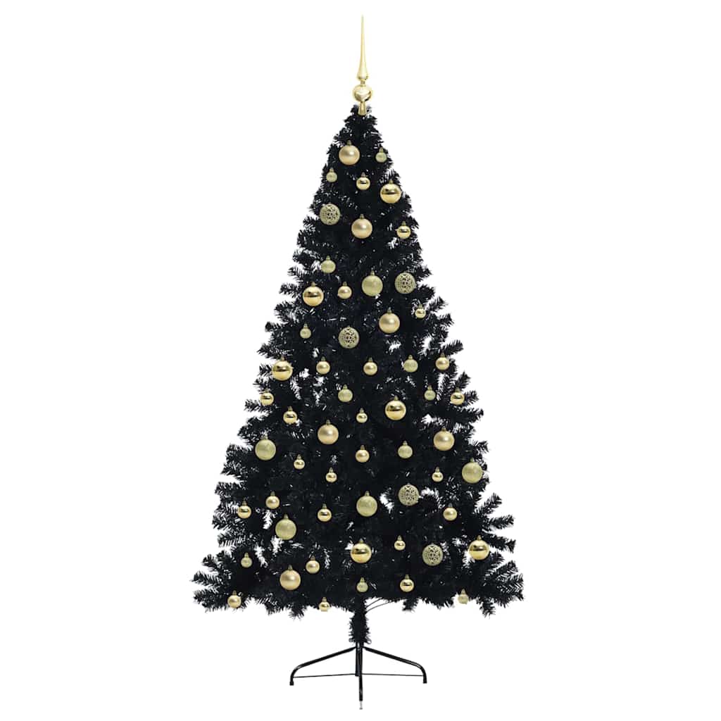vidaXL Artificial Pre-lit Christmas Tree Black 210 cm PVC