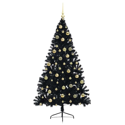 vidaXL Artificial Pre-lit Christmas Tree Black 210 cm PVC