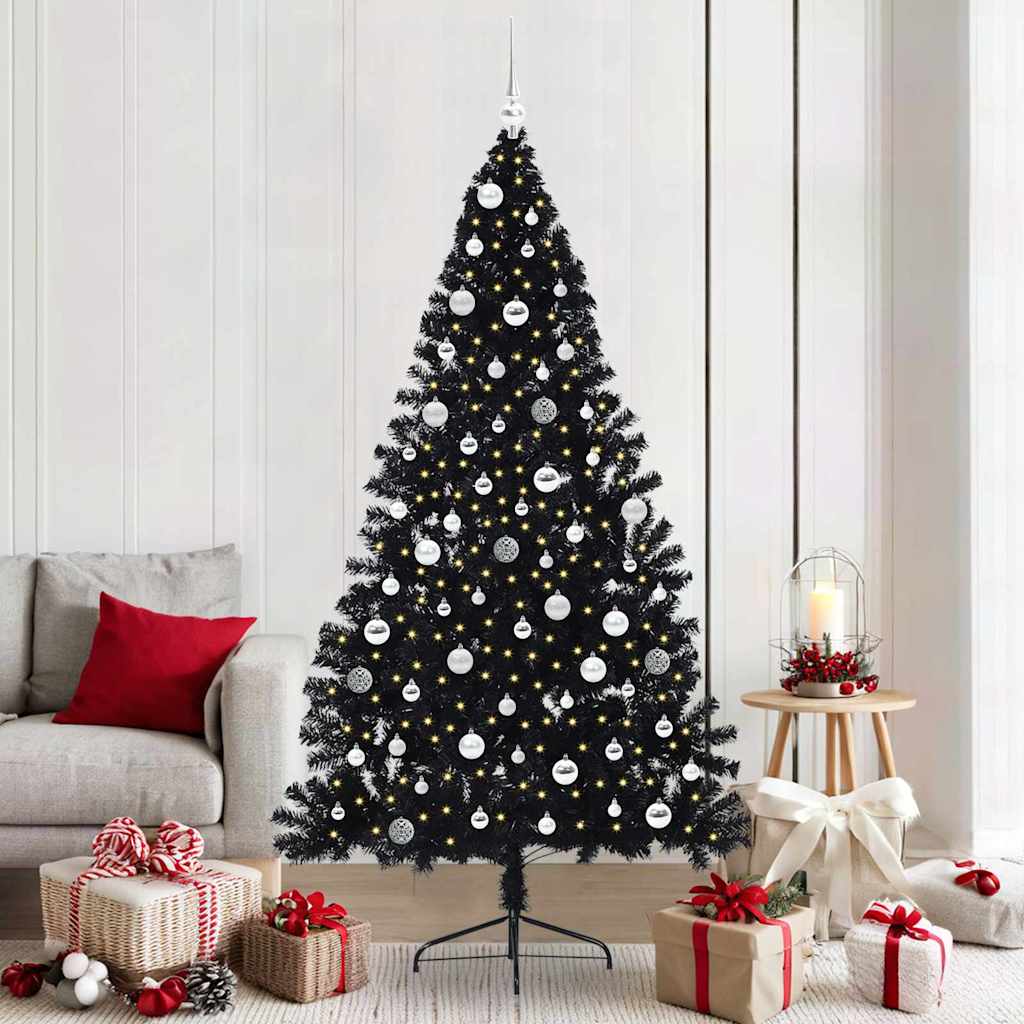 vidaXL Artificial Pre-lit Christmas Tree Black 210 cm PVC