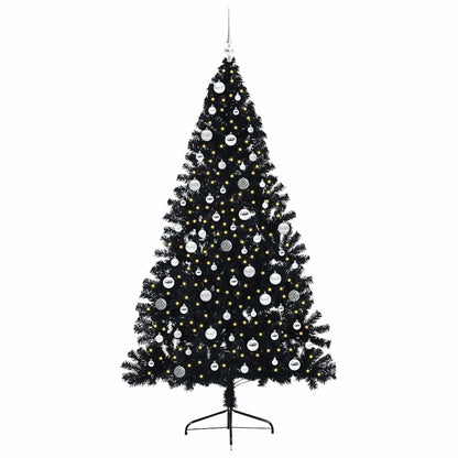 vidaXL Artificial Pre-lit Christmas Tree Black 210 cm PVC