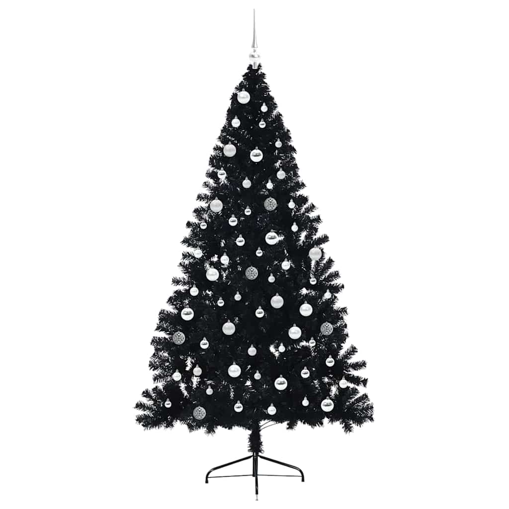 vidaXL Artificial Pre-lit Christmas Tree Black 210 cm PVC