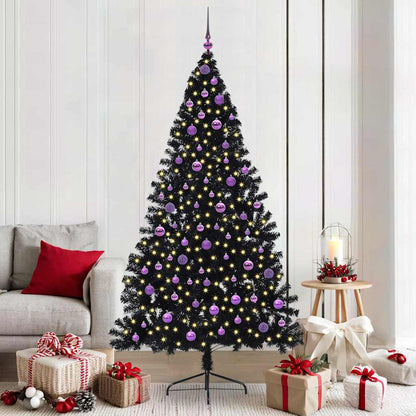 vidaXL Artificial Pre-lit Christmas Tree Black 210 cm PVC