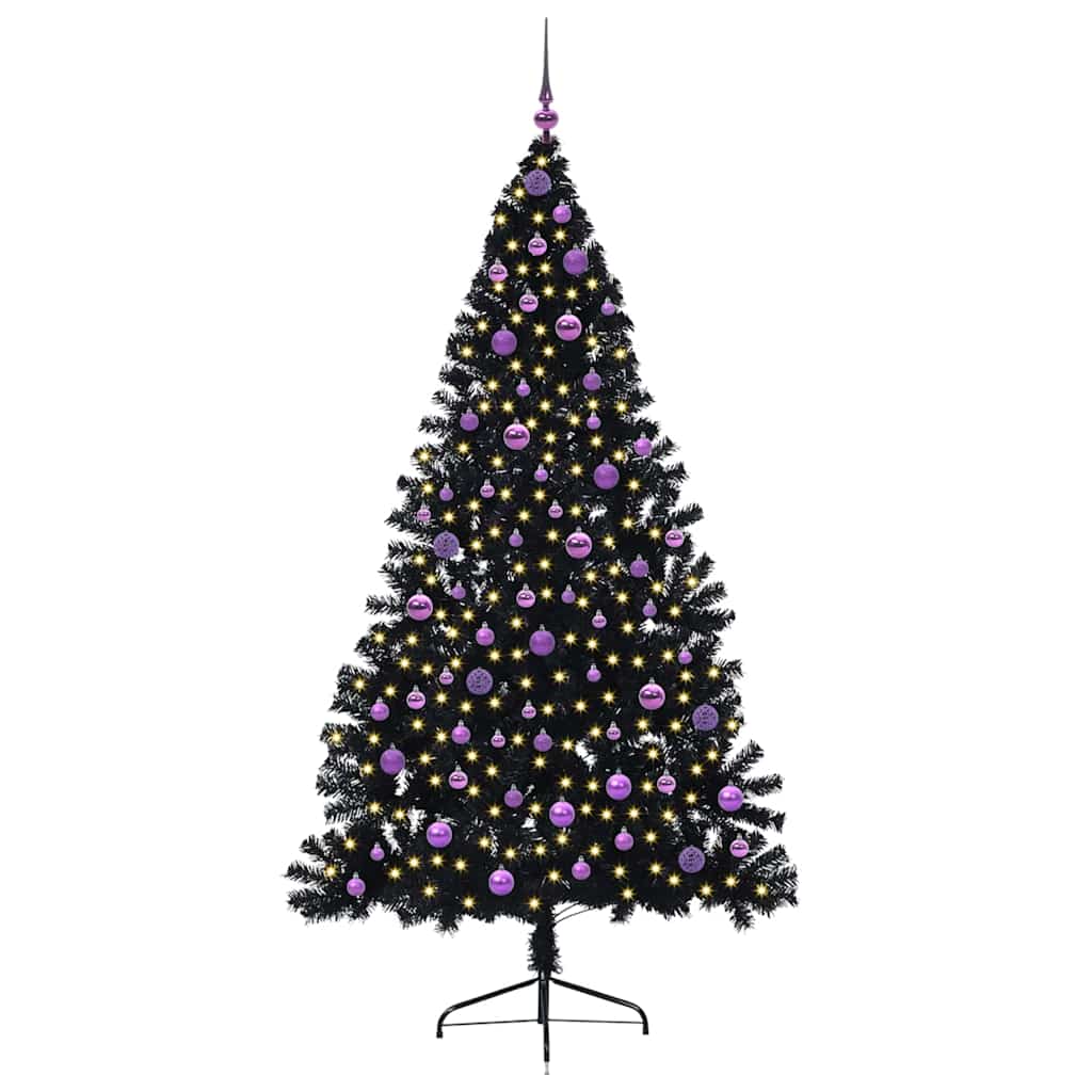 vidaXL Artificial Pre-lit Christmas Tree Black 210 cm PVC