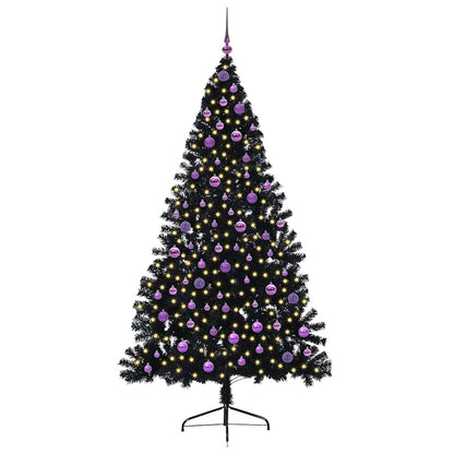 vidaXL Artificial Pre-lit Christmas Tree Black 210 cm PVC