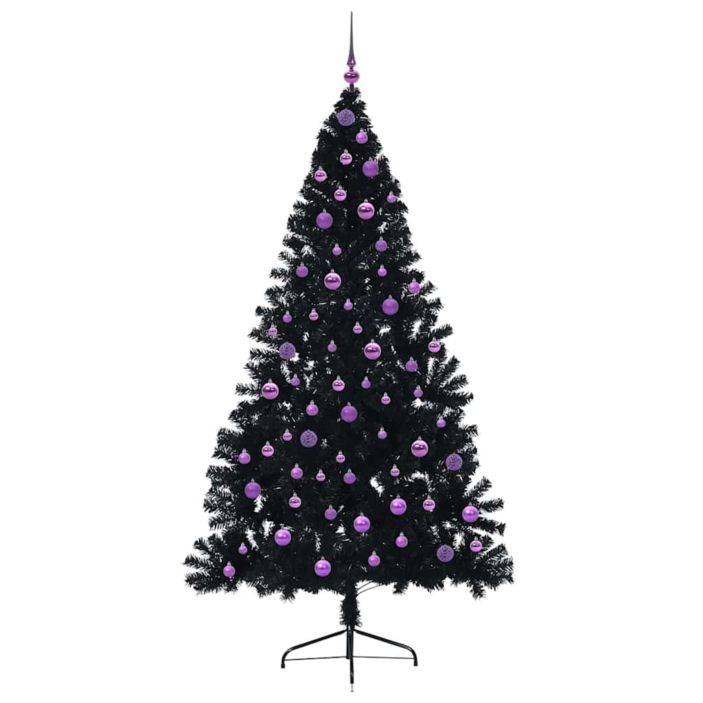 vidaXL Artificial Pre-lit Christmas Tree Black 210 cm PVC