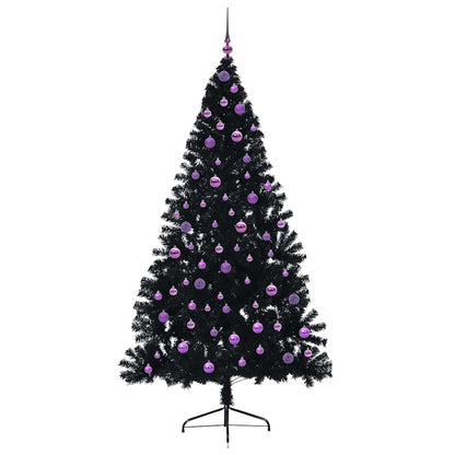vidaXL Artificial Pre-lit Christmas Tree Black 210 cm PVC