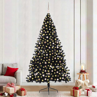 vidaXL Artificial Pre-lit Christmas Tree Black 240 cm PVC