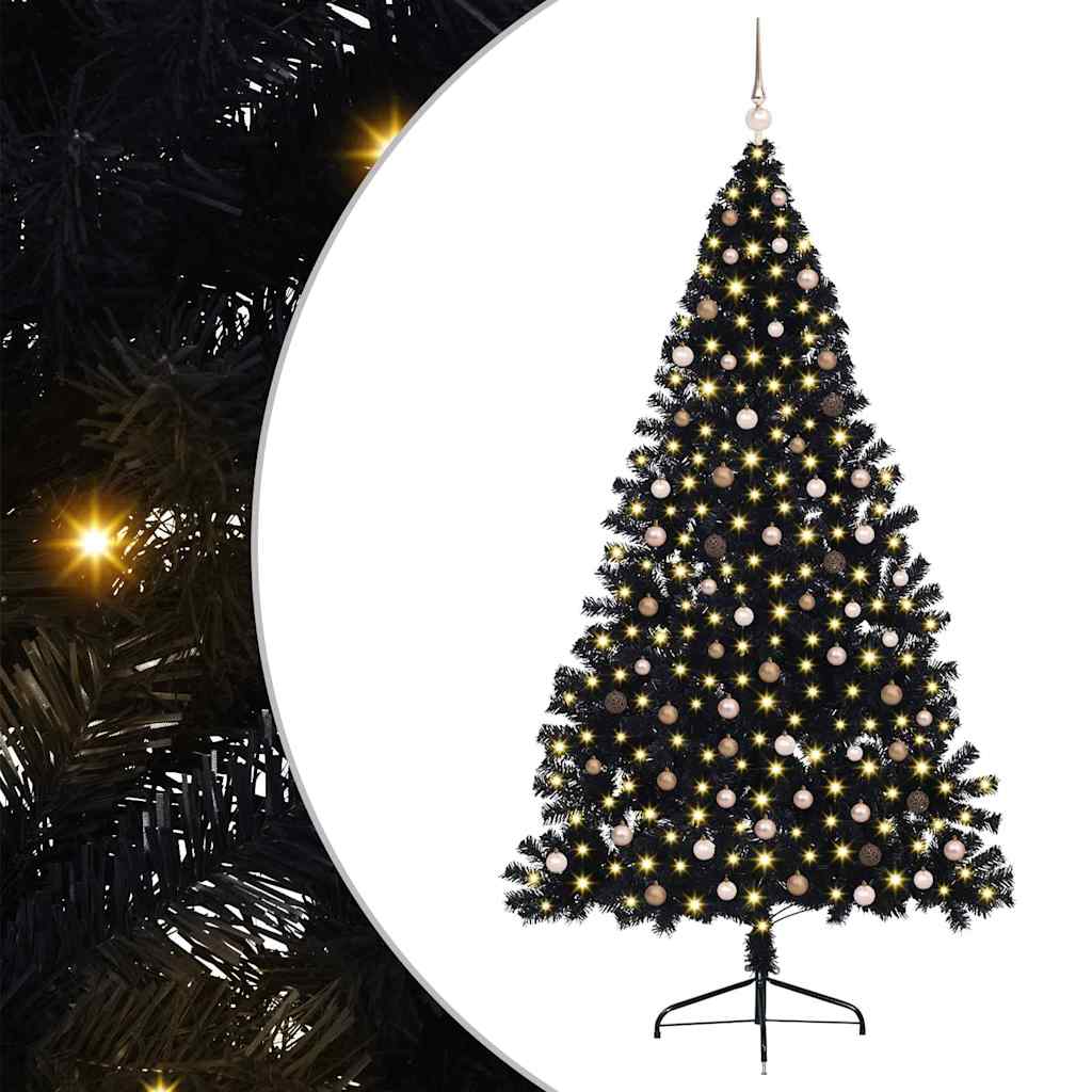vidaXL Artificial Pre-lit Christmas Tree Black 240 cm PVC