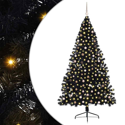 vidaXL Artificial Pre-lit Christmas Tree Black 240 cm PVC