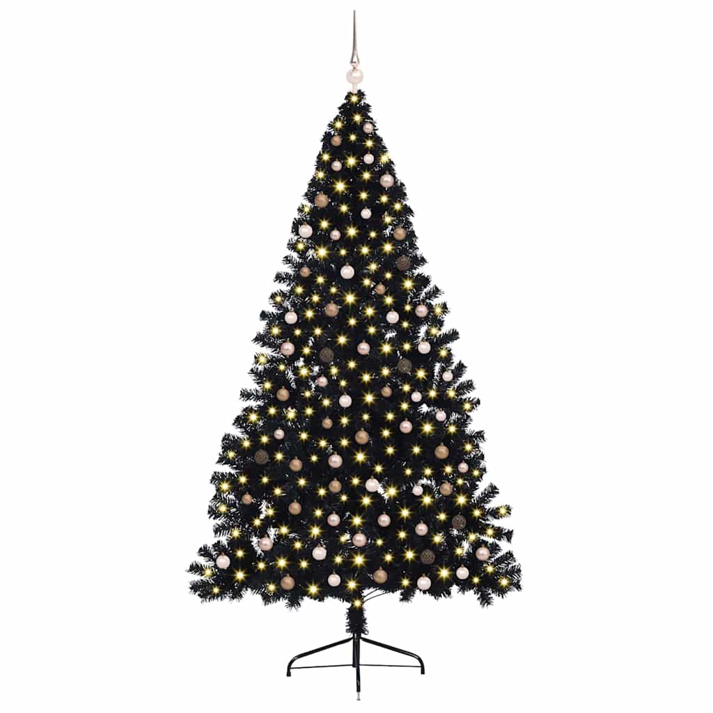vidaXL Artificial Pre-lit Christmas Tree Black 240 cm PVC