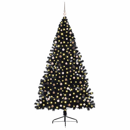 vidaXL Artificial Pre-lit Christmas Tree Black 240 cm PVC