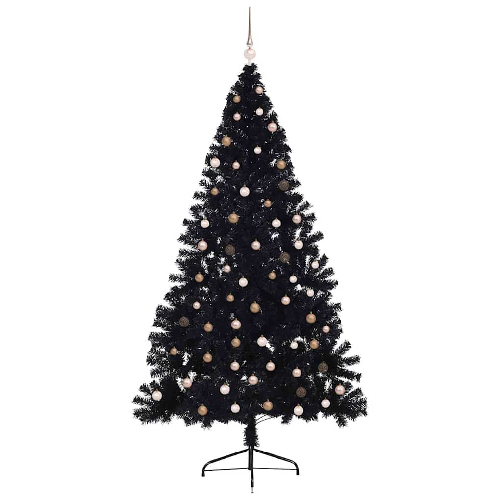 vidaXL Artificial Pre-lit Christmas Tree Black 240 cm PVC