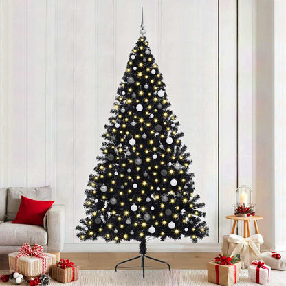 vidaXL Artificial Pre-lit Christmas Tree Black 240 cm PVC