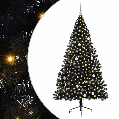 vidaXL Artificial Pre-lit Christmas Tree Black 240 cm PVC