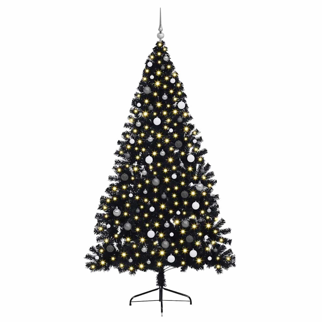 vidaXL Artificial Pre-lit Christmas Tree Black 240 cm PVC