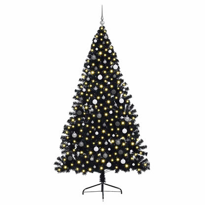 vidaXL Artificial Pre-lit Christmas Tree Black 240 cm PVC