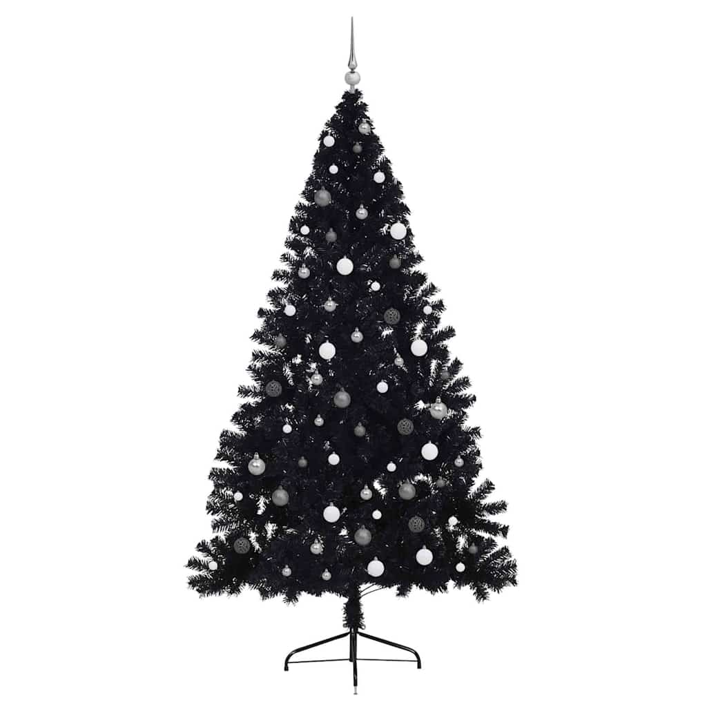 vidaXL Artificial Pre-lit Christmas Tree Black 240 cm PVC