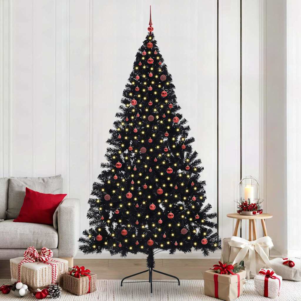 vidaXL Artificial Pre-lit Christmas Tree Black 240 cm PVC