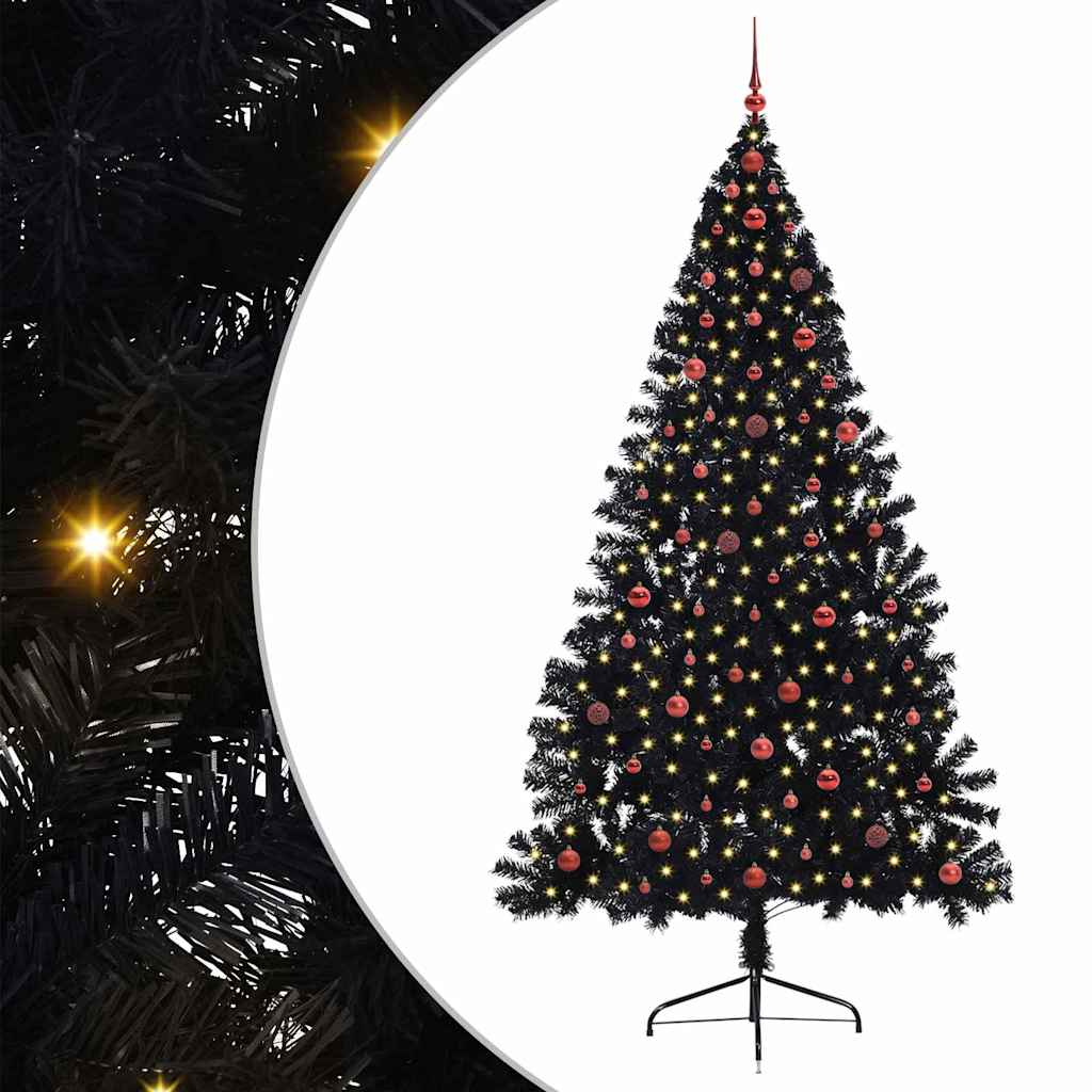 vidaXL Artificial Pre-lit Christmas Tree Black 240 cm PVC