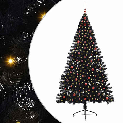 vidaXL Artificial Pre-lit Christmas Tree Black 240 cm PVC