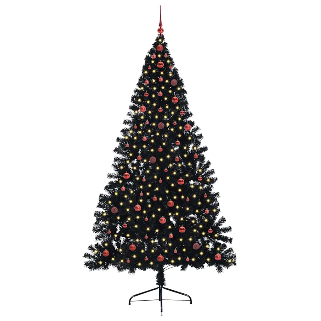 vidaXL Artificial Pre-lit Christmas Tree Black 240 cm PVC