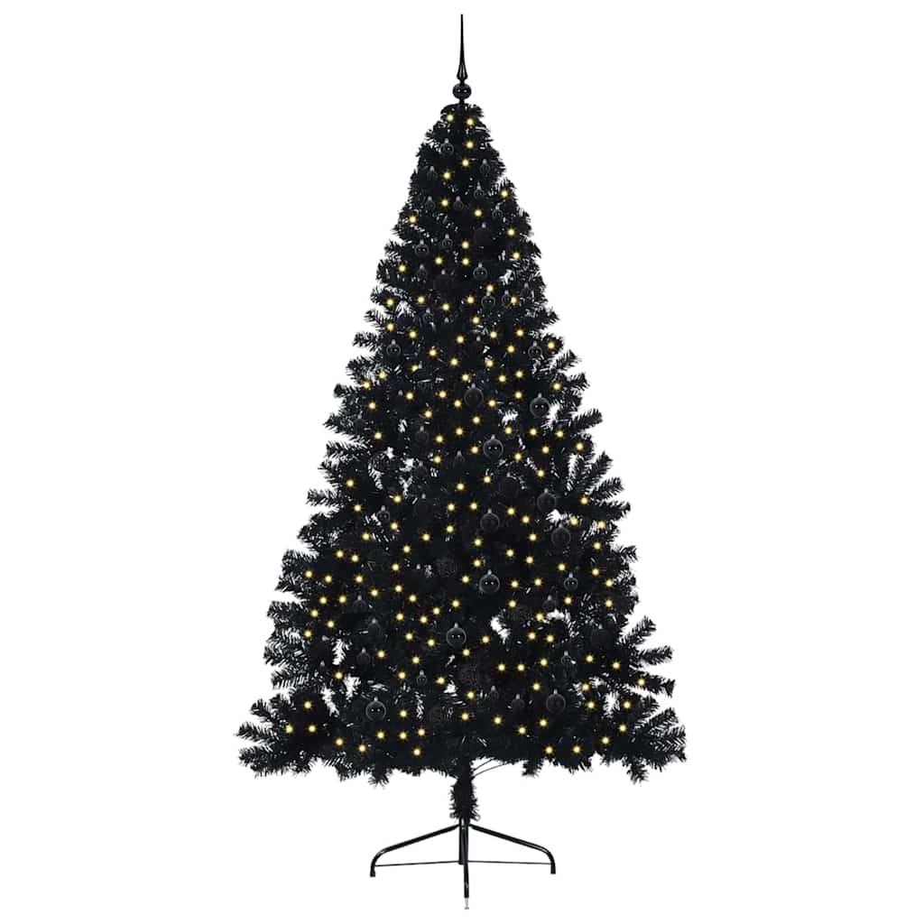 vidaXL Artificial Pre-lit Christmas Tree Black 240 cm PVC