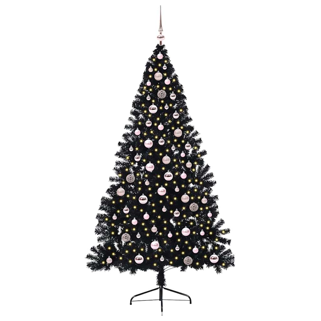 vidaXL Artificial Pre-lit Christmas Tree Black 240 cm PVC