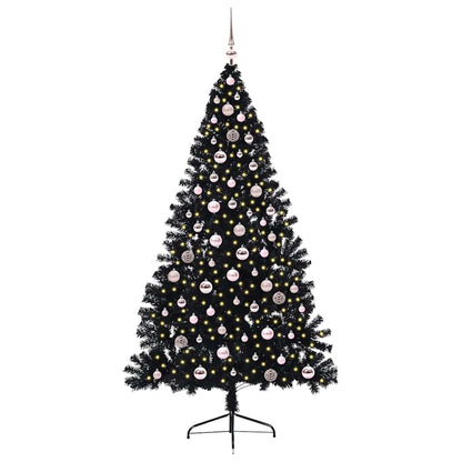 vidaXL Artificial Pre-lit Christmas Tree Black 240 cm PVC