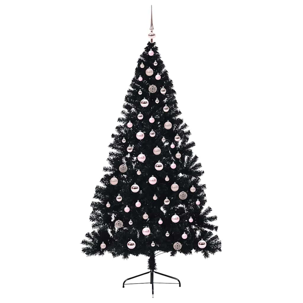 vidaXL Artificial Pre-lit Christmas Tree Black 240 cm PVC