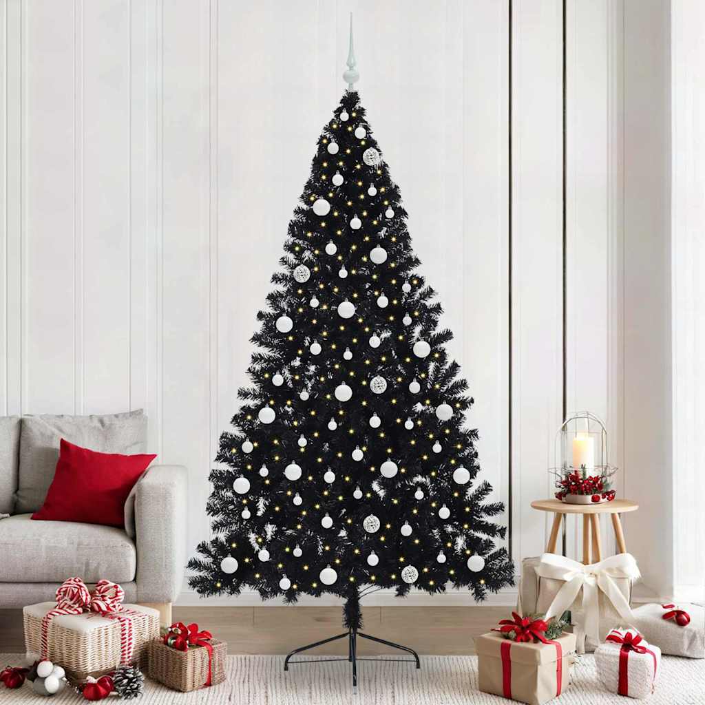 vidaXL Artificial Pre-lit Christmas Tree Black 240 cm PVC