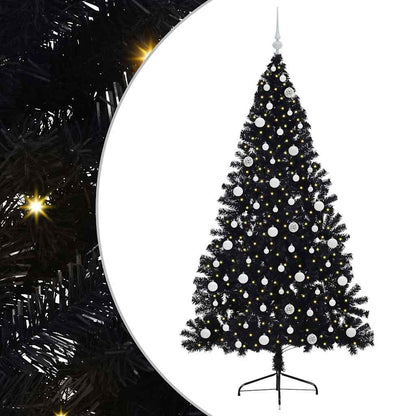vidaXL Artificial Pre-lit Christmas Tree Black 240 cm PVC