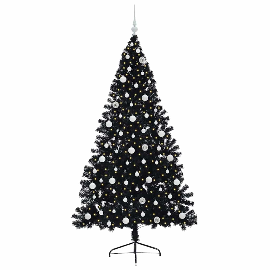 vidaXL Artificial Pre-lit Christmas Tree Black 240 cm PVC