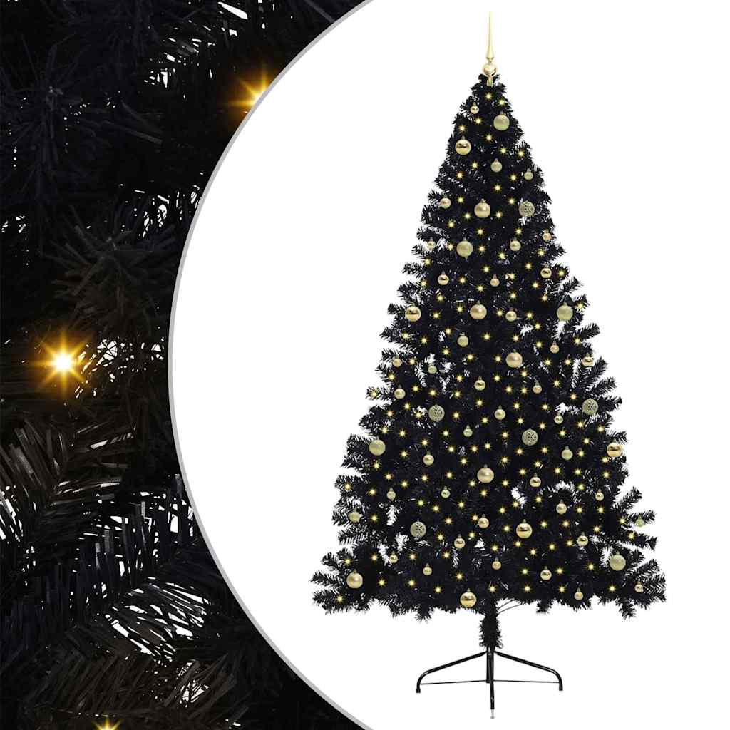 vidaXL Artificial Pre-lit Christmas Tree Black 240 cm PVC