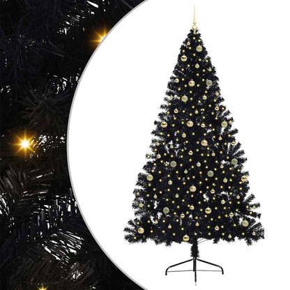 vidaXL Artificial Pre-lit Christmas Tree Black 240 cm PVC